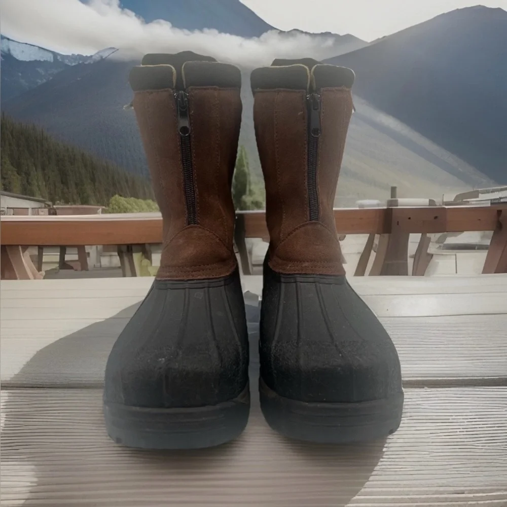 Comfortemp Men's Mid Calf Leather and Rubber Winter Duck Boots Size 13 Brown